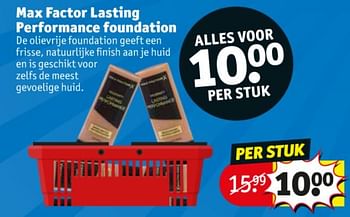 Promotions Max factor lasting performance foundation - Max Factor - Valide de 23/02/2021 à 07/03/2021 chez Kruidvat