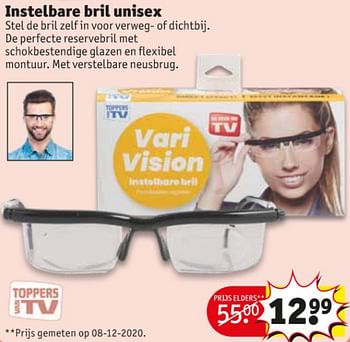 Promotions Instelbare bril unisex - Produit maison - Kruidvat - Valide de 23/02/2021 à 07/03/2021 chez Kruidvat