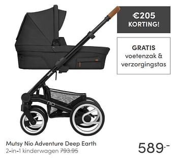 Promoties Mutsy nio adventure deep earth 2-in-1 kinderwagen - Mutsy - Geldig van 21/02/2021 tot 27/02/2021 bij Baby & Tiener Megastore