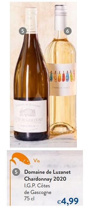 Promoties Domaine de luzanet chardonnay 2020 i.g.p. côtes de gascogne - Witte wijnen - Geldig van 24/02/2021 tot 09/03/2021 bij OKay