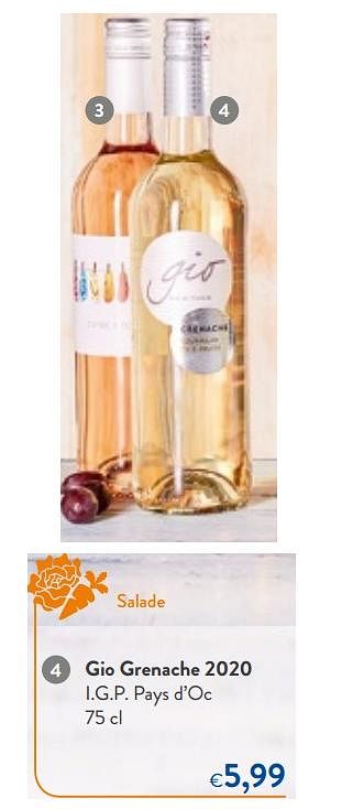 Promoties Gio grenache 2020 i.g.p. pays d`oc - Witte wijnen - Geldig van 24/02/2021 tot 09/03/2021 bij OKay