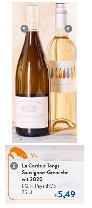 Promoties La corde à tongs sauvignon-grenache wit 2020 i.g.p. pays d`oc - Witte wijnen - Geldig van 24/02/2021 tot 09/03/2021 bij OKay