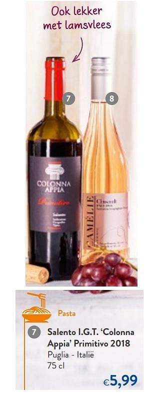 Promoties Salento i.g.t. colonna appia primitivo 2018 puglia - italië - Rode wijnen - Geldig van 24/02/2021 tot 09/03/2021 bij OKay