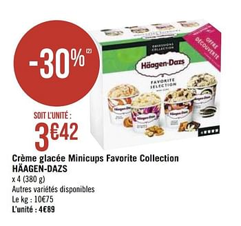 Promotions Crème glacée minicups favorite collection häagen-dazs - Haagen-Dazs - Valide de 22/02/2021 à 07/03/2021 chez Géant Casino