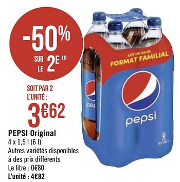 Promotions Pepsi original - Pepsi - Valide de 22/02/2021 à 07/03/2021 chez Géant Casino