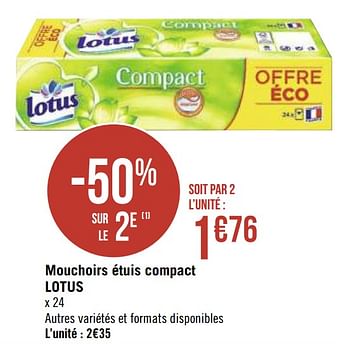 Promoties Mouchoirs étuis compact lotus - Lotus Nalys - Geldig van 22/02/2021 tot 07/03/2021 bij Géant Casino