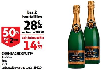 Promoties Champagne gruet tradition brut - Champagne - Geldig van 24/02/2021 tot 02/03/2021 bij Auchan