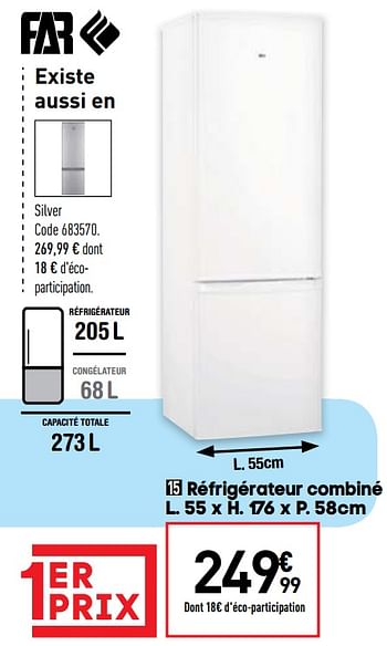 Promotions Réfrigérateur combiné far r5219w - FAR - Valide de 09/02/2021 à 15/03/2021 chez Conforama