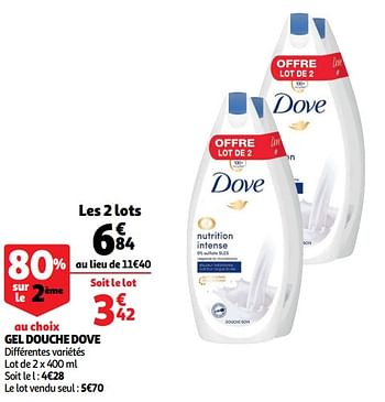 Promotions Gel douche dove - Dove - Valide de 24/02/2021 à 02/03/2021 chez Auchan Ronq