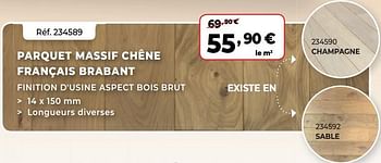 Promotions Parquet massif chêne français brabant - Produit Maison - Diffusion Menuiserie - Valide de 24/02/2021 à 08/03/2021 chez Diffusion Menuiserie