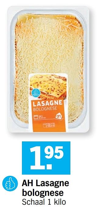 Promoties Ah lasagne bolognese - Huismerk - Albert Heijn - Geldig van 22/02/2021 tot 28/02/2021 bij Albert Heijn