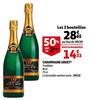 Promotions Champagne gruet tradition brut - Champagne - Valide de 24/02/2021 à 02/03/2021 chez Auchan Ronq
