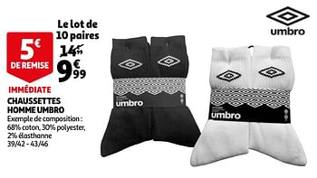 Promoties Chaussettes homme umbro - Umbro - Geldig van 24/02/2021 tot 02/03/2021 bij Auchan
