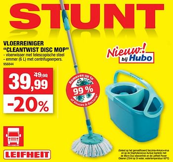 Promoties Vloerreiniger cleantwist disc mop - Leifheit - Geldig van 24/02/2021 tot 07/03/2021 bij Hubo