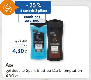 Promotions Axe gel douche sport blast - Axe - Valide de 24/02/2021 à 09/03/2021 chez OKay