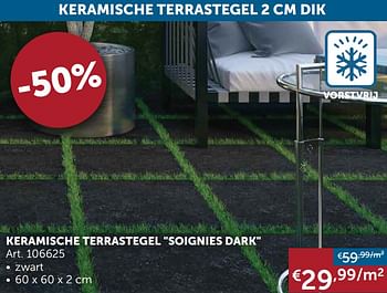 Promoties Keramische terrastegel soignies dark - Huismerk - Zelfbouwmarkt - Geldig van 02/03/2021 tot 29/03/2021 bij Zelfbouwmarkt
