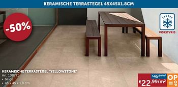 Promotions Keramische terrastegel yellowstone - Produit maison - Zelfbouwmarkt - Valide de 02/03/2021 à 29/03/2021 chez Zelfbouwmarkt