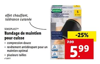 Promoties Bandage de maintien pour cuisse - Sensiplast - Geldig van 01/03/2021 tot 06/03/2021 bij Lidl