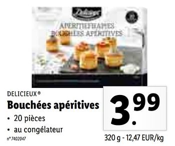 Promoties Bouchées apéritives - Delicieux - Geldig van 01/03/2021 tot 06/03/2021 bij Lidl