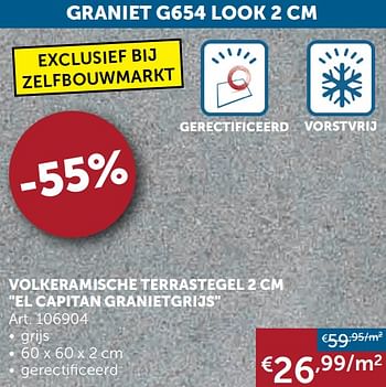 Promoties Volkeramische terrastegel 2 cm el capitan granietgrijs - Huismerk - Zelfbouwmarkt - Geldig van 02/03/2021 tot 29/03/2021 bij Zelfbouwmarkt