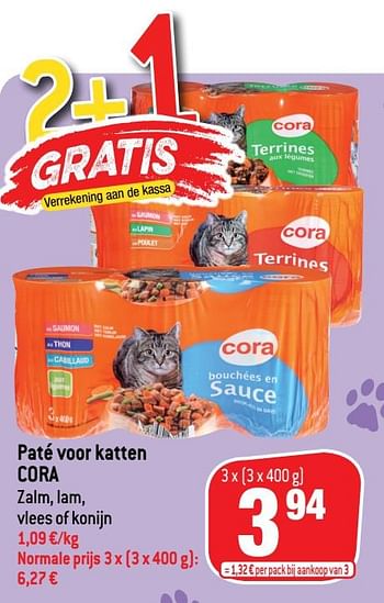 Promoties Paté voor katten cora - Huismerk - Match - Geldig van 24/02/2021 tot 02/03/2021 bij Match
