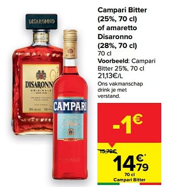Promotions Campari bitter - Campari - Valide de 24/02/2021 à 08/03/2021 chez Carrefour