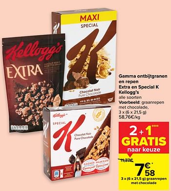 Promotions Kellogg`s graanrepen met chocolade - Kellogg's - Valide de 24/02/2021 à 08/03/2021 chez Carrefour