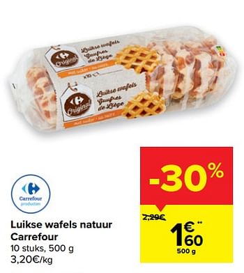 Promoties Luikse wafels natuur carrefour - Huismerk - Carrefour  - Geldig van 24/02/2021 tot 08/03/2021 bij Carrefour