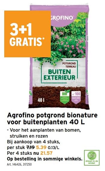 Promoties Agrofino potgrond bionature voor buitenplanten - Agrofino - Geldig van 03/03/2021 tot 16/03/2021 bij Gamma