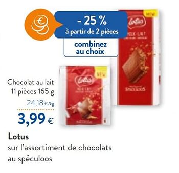 Promotions Lotus chocolat au lait - Lotus Bakeries - Valide de 24/02/2021 à 09/03/2021 chez OKay