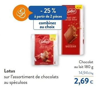 Promoties Lotus chocolat au lait - Lotus Bakeries - Geldig van 24/02/2021 tot 09/03/2021 bij OKay