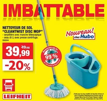 Promotions Nettoyeur de sol cleantwist disc mop - Leifheit - Valide de 24/02/2021 à 07/03/2021 chez Hubo