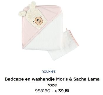 Promotions Badcape en washandje moris + sacha lama roze - Noukie's - Valide de 15/02/2021 à 31/12/2021 chez Dreambaby