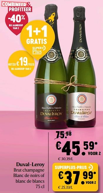 Promoties Duval-leroy brut champagne - Champagne - Geldig van 25/02/2021 tot 03/03/2021 bij Delhaize