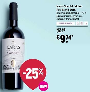 Promoties Karas special edition red blend 2018 rode wijn uit armenië - Rode wijnen - Geldig van 25/02/2021 tot 03/03/2021 bij Delhaize