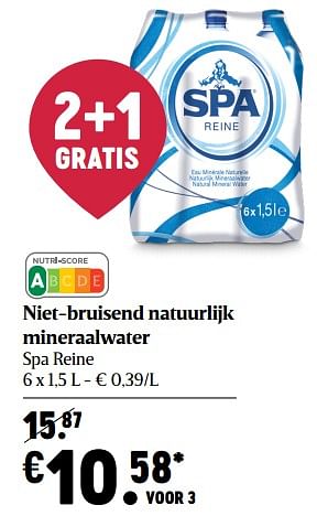 Promotions Niet-bruisend natuurlijk mineraalwater spa reine - Spa - Valide de 25/02/2021 à 03/03/2021 chez Delhaize