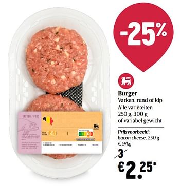Promoties Burger bacon cheese - Huismerk - Delhaize - Geldig van 25/02/2021 tot 03/03/2021 bij Delhaize