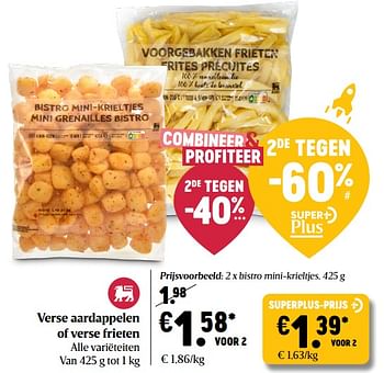 Promoties Verse aardappelen of verse frieten - Huismerk - Delhaize - Geldig van 25/02/2021 tot 03/03/2021 bij Delhaize