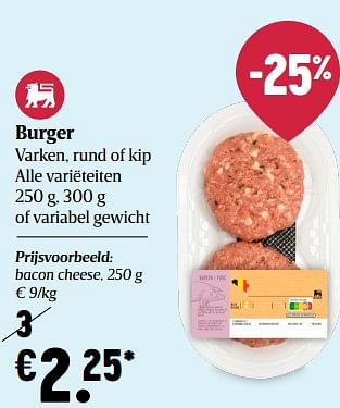 Promoties Burger varken, rund of kip - Huismerk - Delhaize - Geldig van 25/02/2021 tot 03/03/2021 bij Delhaize