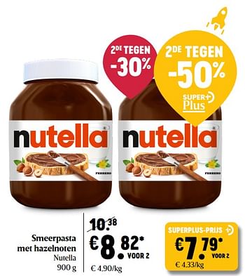 Promoties Smeerpasta met hazelnoten nutella - Nutella - Geldig van 25/02/2021 tot 03/03/2021 bij Delhaize