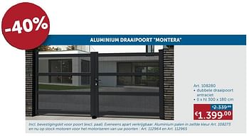 Promoties Aluminium draaipoort montera - Huismerk - Zelfbouwmarkt - Geldig van 02/03/2021 tot 29/03/2021 bij Zelfbouwmarkt