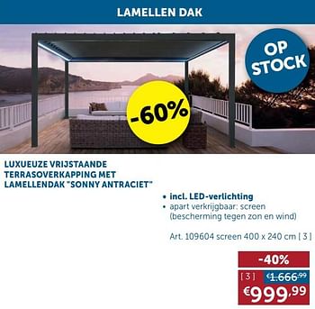 Promotions Lamellen dak incl. led-verlichting - Produit maison - Zelfbouwmarkt - Valide de 02/03/2021 à 29/03/2021 chez Zelfbouwmarkt