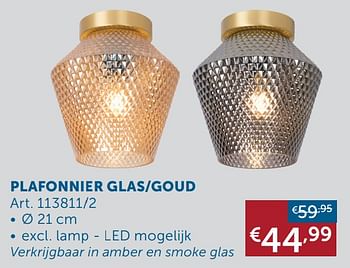 Promoties Plafonnier glas-goud - Huismerk - Zelfbouwmarkt - Geldig van 02/03/2021 tot 29/03/2021 bij Zelfbouwmarkt