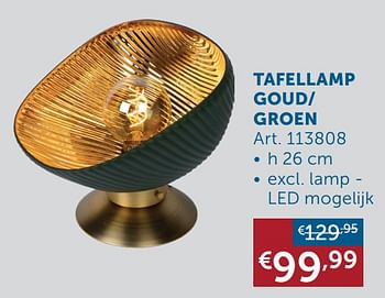 Promoties Tafellamp goud- groen - Huismerk - Zelfbouwmarkt - Geldig van 02/03/2021 tot 29/03/2021 bij Zelfbouwmarkt