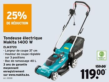 Promotions Tondeuse électrique makita 1400 w elm3720 - Makita - Valide de 03/03/2021 à 16/03/2021 chez Gamma