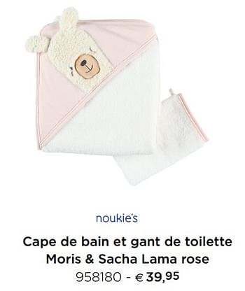 Promotions Cape de bain et gant de toilette moris + sacha lama rose - Noukie's - Valide de 15/02/2021 à 31/12/2021 chez Dreambaby