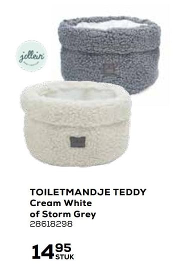 Promotions Toiletmandje teddy cream white of storm grey - Jollein - Valide de 23/02/2021 à 23/03/2021 chez Supra Bazar