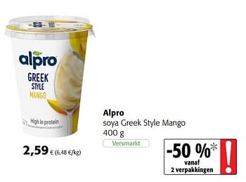 Promoties Alpro soya greek style mango - Alpro - Geldig van 24/02/2021 tot 09/03/2021 bij Colruyt