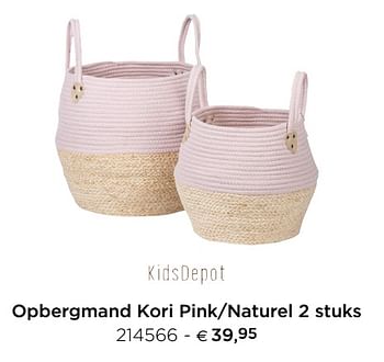 Promoties Opbergmand kori pink-naturel - KidsDepot  - Geldig van 15/02/2021 tot 31/12/2021 bij Dreambaby