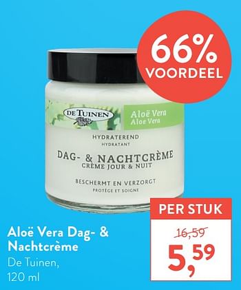 Promoties Aloë vera dag- + nachtcrème de tuinen - De Tuinen - Geldig van 22/02/2021 tot 21/03/2021 bij Holland & Barret